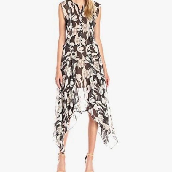 BCBGMAXAZRIA Jann Silk Printed Sleeveless Dress 4 - Picture 1 of 16